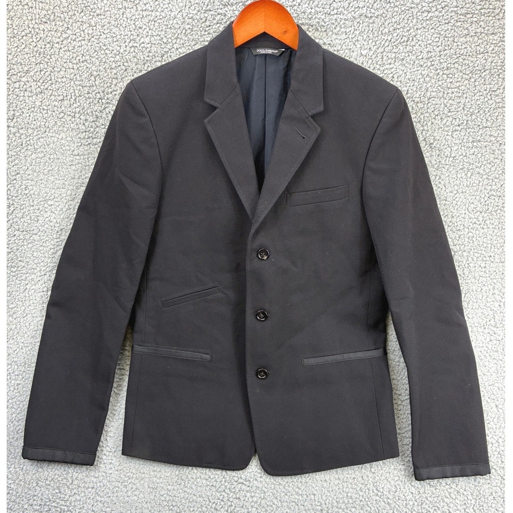 Dolce & Gabbana 3 Button Blazer Sport Coat Mens 46 US 36R Black Suit Luxury